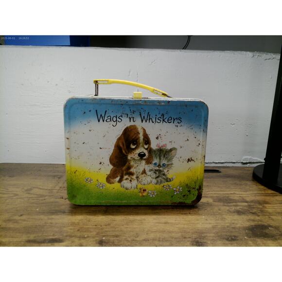 Vintage 1970s Wags ’n Whiskers Metal Lunchbox with Thermos – Thermos Brand - Picture 1 of 8